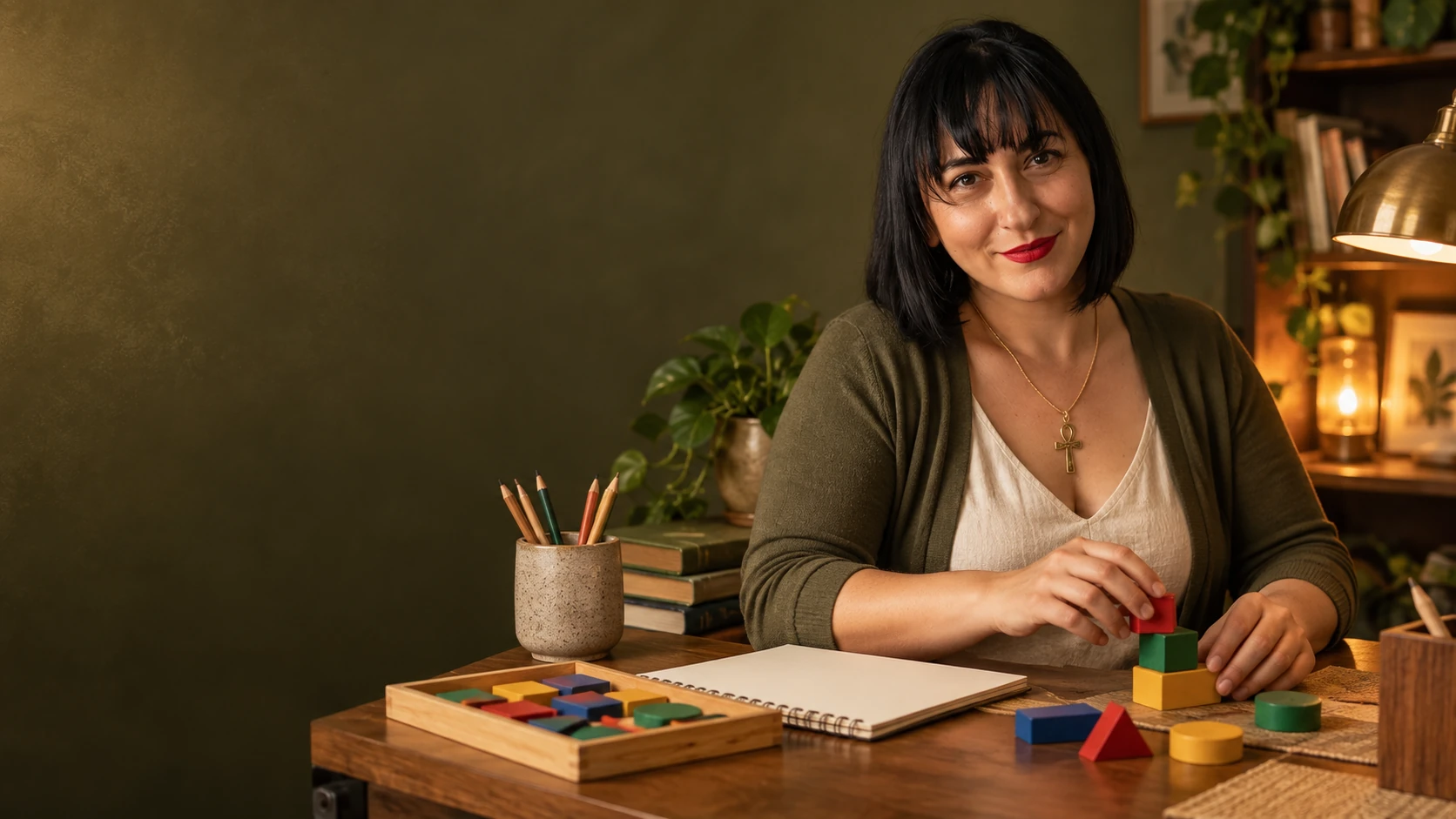 Retrato editorial de Paula para ABA e mediação educacional